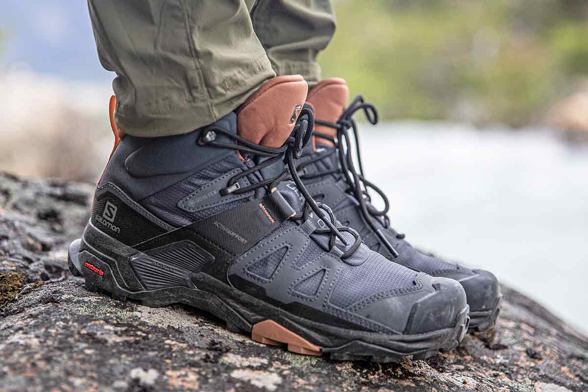 Salomon X Ultra 4 GTX Mid women's hiking boot (close up of the sides)